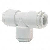 WHITE ACETAL UNION TEE 1/4 TUBE OD WITH BLUE COLLET