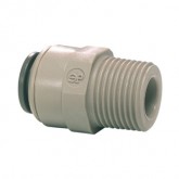 GRAY ACETAL MALE CONNECTOR 1/4 TUBE OD X 1/4 BSPT